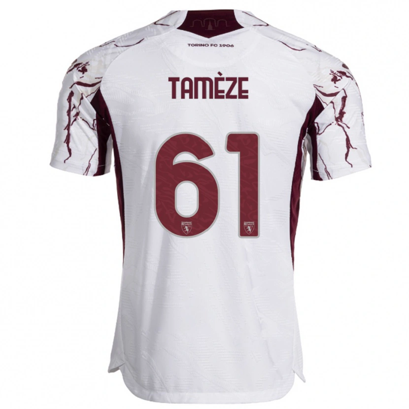 Danxen Niño Camiseta Adrien Tamèze #61 Blanco Borgoña 2ª Equipación 2025/26 La Camisa