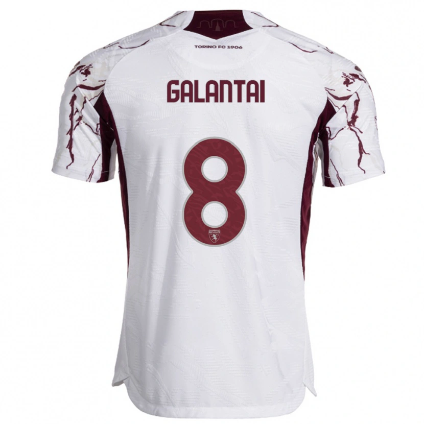 Danxen Niño Camiseta Tamás Galántai #8 Blanco Borgoña 2ª Equipación 2025/26 La Camisa