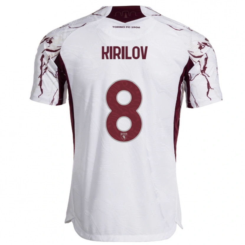 Danxen Niño Camiseta Martin Kirilov #8 Blanco Borgoña 2ª Equipación 2025/26 La Camisa