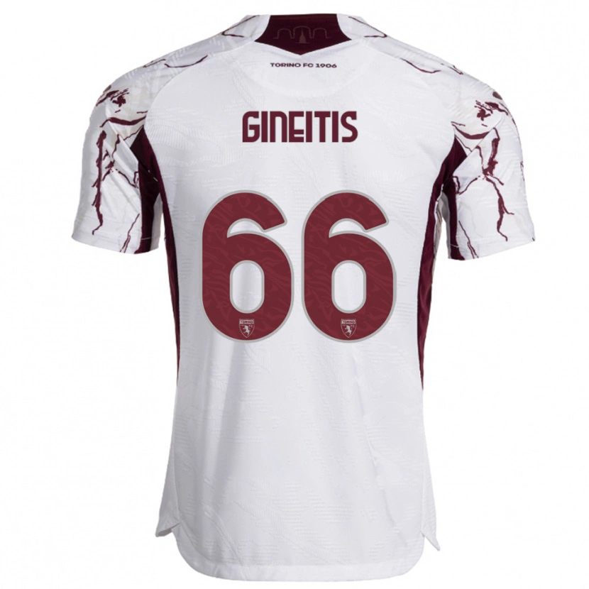 Danxen Niño Camiseta Gvidas Gineitis #66 Blanco Borgoña 2ª Equipación 2025/26 La Camisa