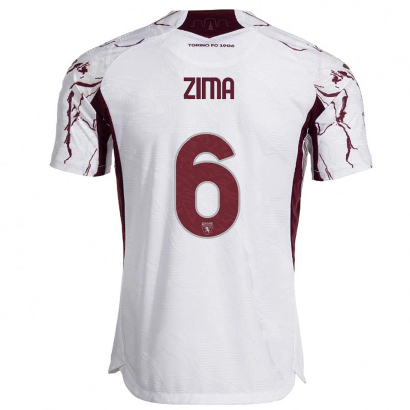 Danxen Niño Camiseta David Zima #6 Blanco Borgoña 2ª Equipación 2025/26 La Camisa