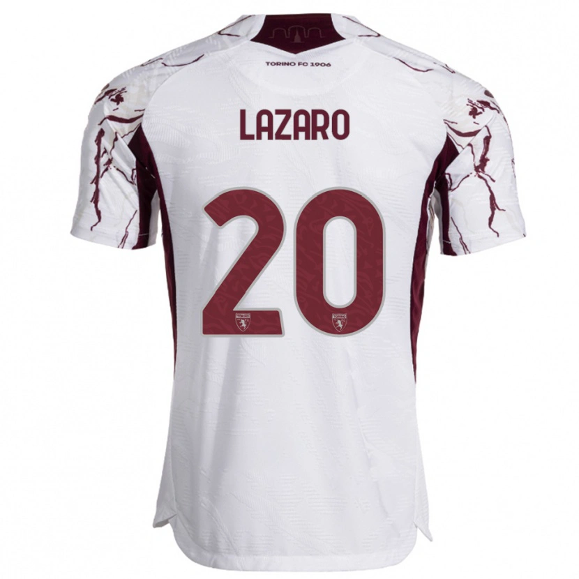 Danxen Niño Camiseta Valentino Lazaro #20 Blanco Borgoña 2ª Equipación 2025/26 La Camisa