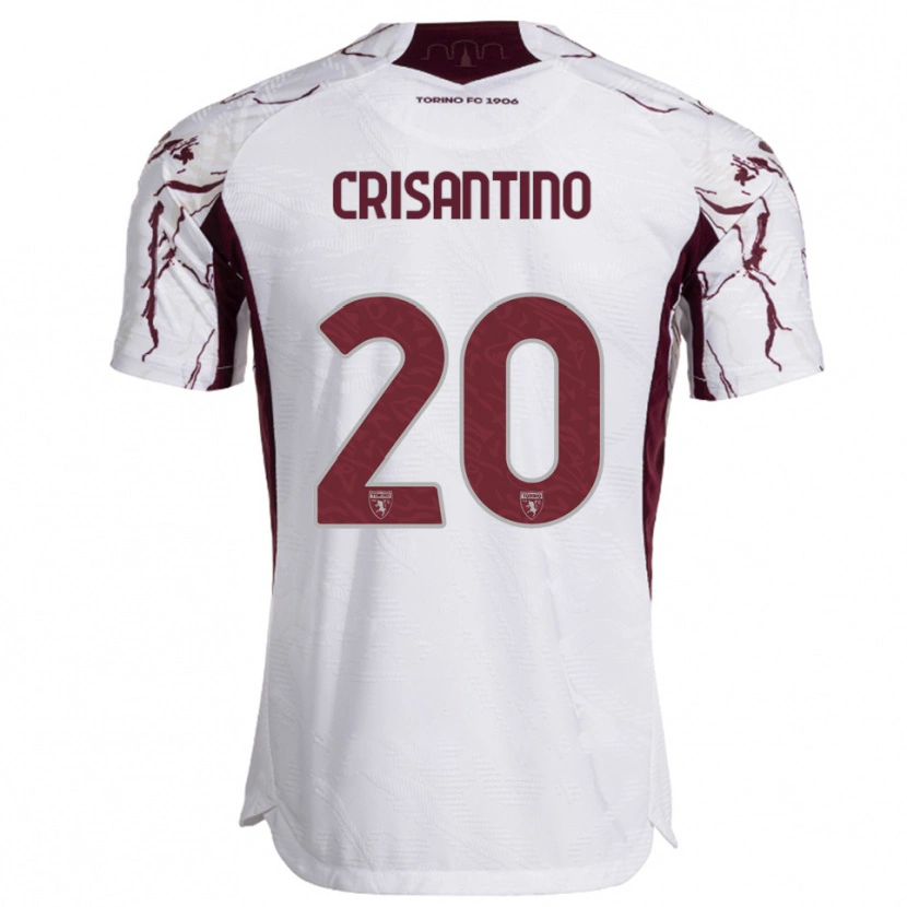 Danxen Niño Camiseta Giulia Crisantino #20 Blanco Borgoña 2ª Equipación 2025/26 La Camisa