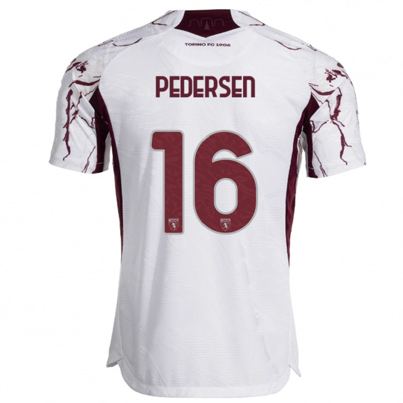 Danxen Niño Camiseta Marcus Pedersen #16 Blanco Borgoña 2ª Equipación 2025/26 La Camisa