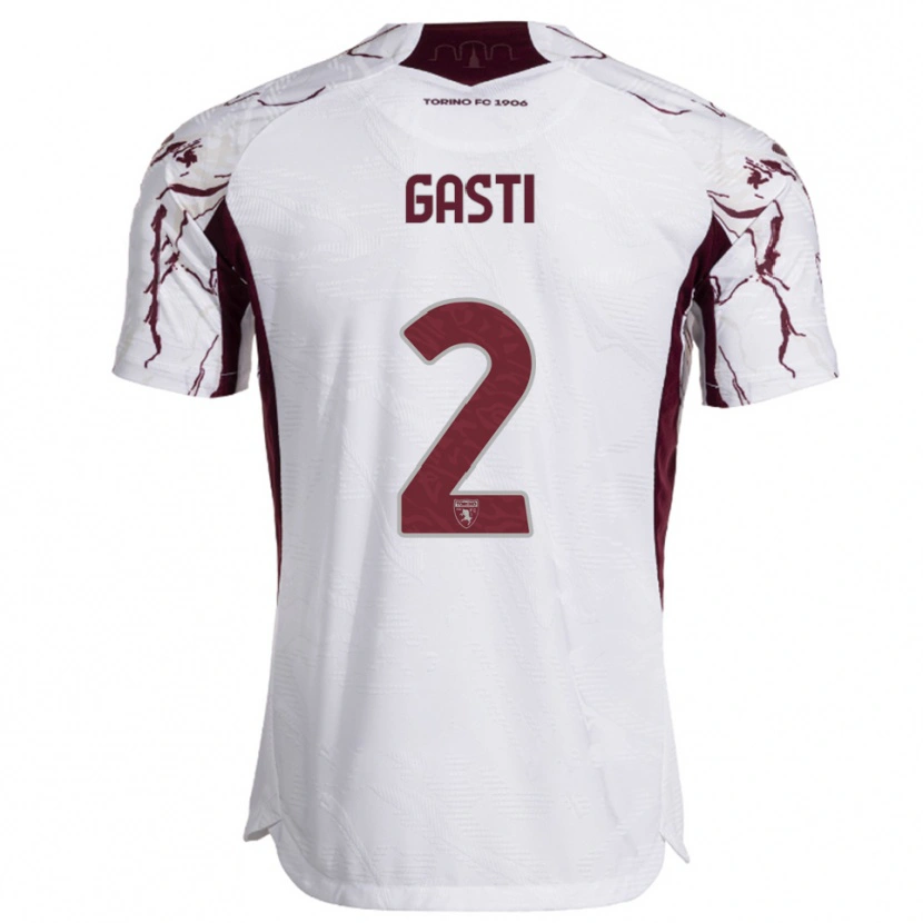 Danxen Niño Camiseta Habtamu Gasti #2 Blanco Borgoña 2ª Equipación 2025/26 La Camisa