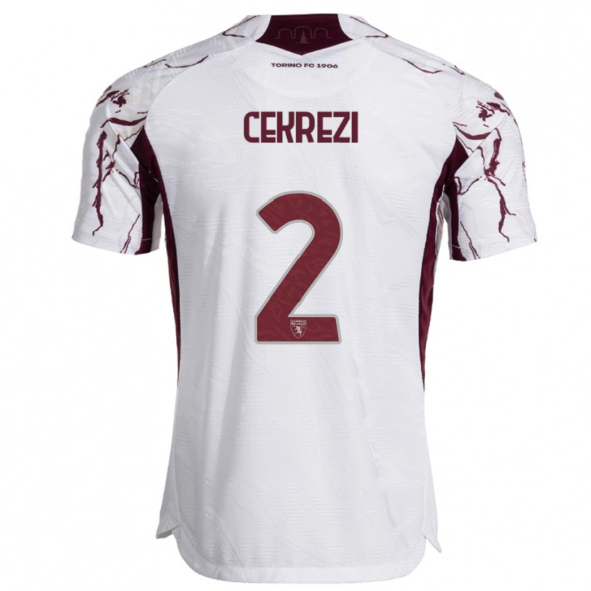 Danxen Niño Camiseta Lucas Cekrezi #2 Blanco Borgoña 2ª Equipación 2025/26 La Camisa