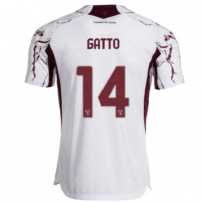 Danxen Niño Camiseta Tommaso Gatto #14 Blanco Borgoña 2ª Equipación 2025/26 La Camisa