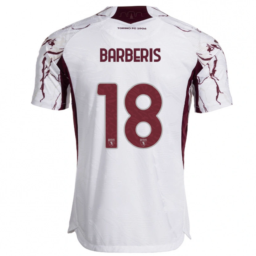 Danxen Niño Camiseta Laura Barberis #18 Blanco Borgoña 2ª Equipación 2025/26 La Camisa