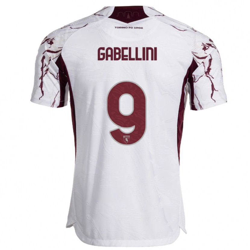 Danxen Niño Camiseta Tommaso Gabellini #9 Blanco Borgoña 2ª Equipación 2025/26 La Camisa