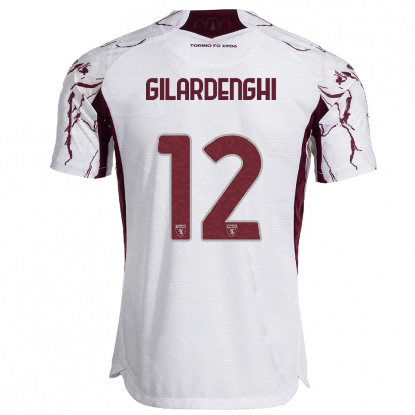 Danxen Niño Camiseta Riccardo Gilardenghi #12 Blanco Borgoña 2ª Equipación 2025/26 La Camisa