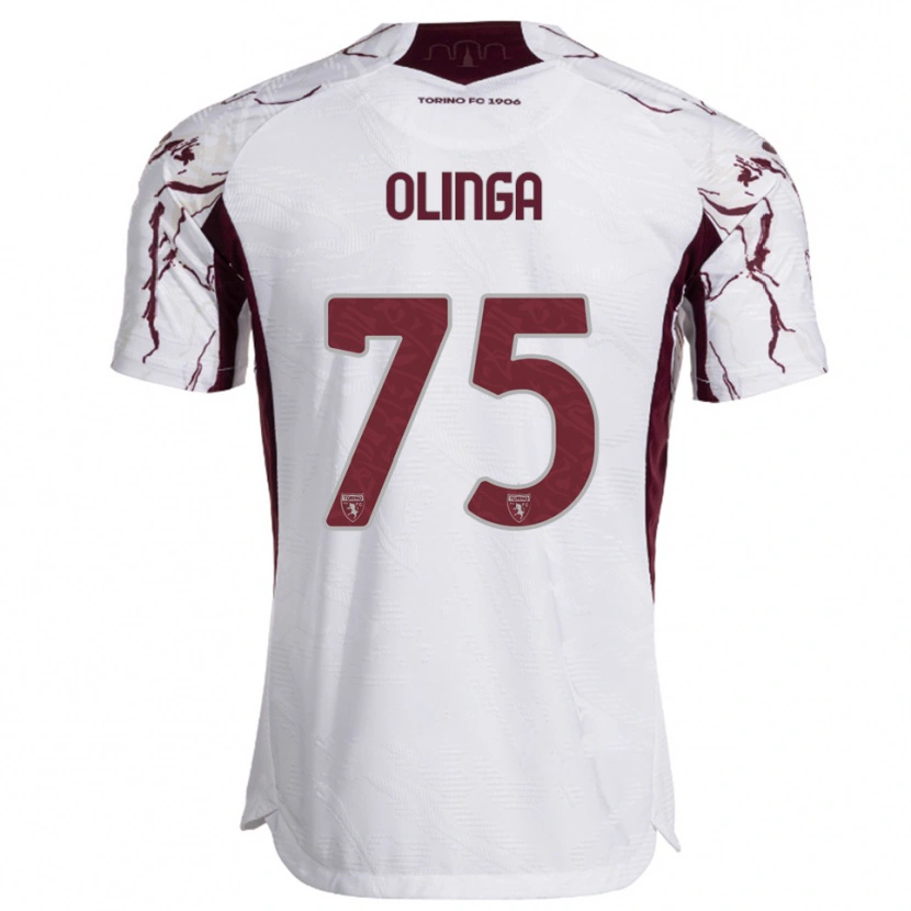 Danxen Niño Camiseta Kenny Liema Olinga #75 Blanco Borgoña 2ª Equipación 2025/26 La Camisa