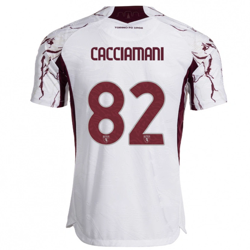 Danxen Niño Camiseta Alessio Cacciamani #82 Blanco Borgoña 2ª Equipación 2025/26 La Camisa