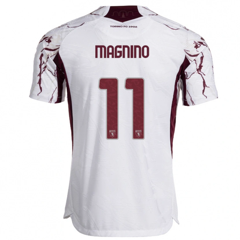 Danxen Niño Camiseta Emanuele Magnino #11 Blanco Borgoña 2ª Equipación 2025/26 La Camisa