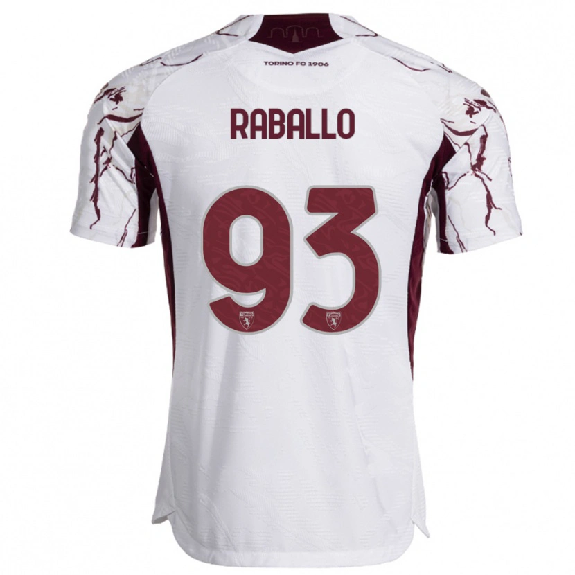 Danxen Niño Camiseta Alessio Raballo #93 Blanco Borgoña 2ª Equipación 2025/26 La Camisa