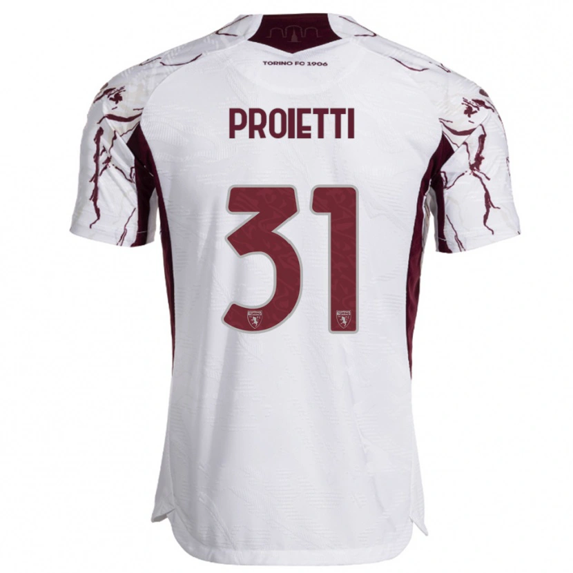 Danxen Niño Camiseta Riccardo Proietti #31 Blanco Borgoña 2ª Equipación 2025/26 La Camisa