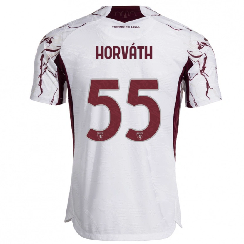 Danxen Niño Camiseta Krisztofer Horváth #55 Blanco Borgoña 2ª Equipación 2025/26 La Camisa
