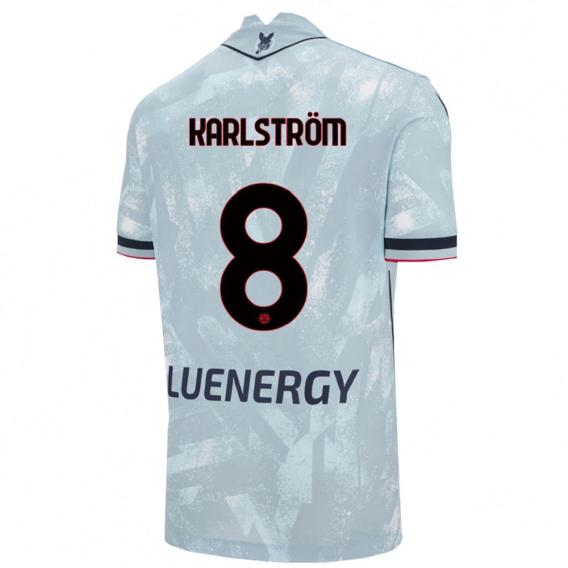 Danxen Niño Camiseta Jesper Karlström #8 Azul Claro Negro 2ª Equipación 2025/26 La Camisa