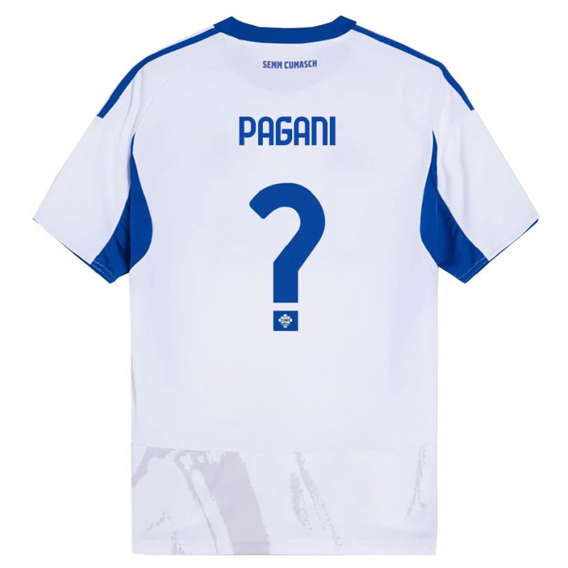 Danxen Niño Camiseta Simone Pagani #0 Blanco Azul 2ª Equipación 2025/26 La Camisa