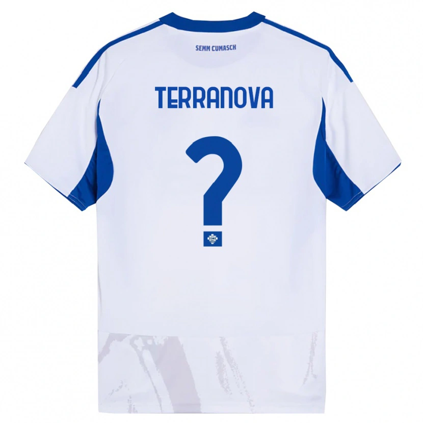 Danxen Niño Camiseta Mattia Terranova #0 Blanco Azul 2ª Equipación 2025/26 La Camisa