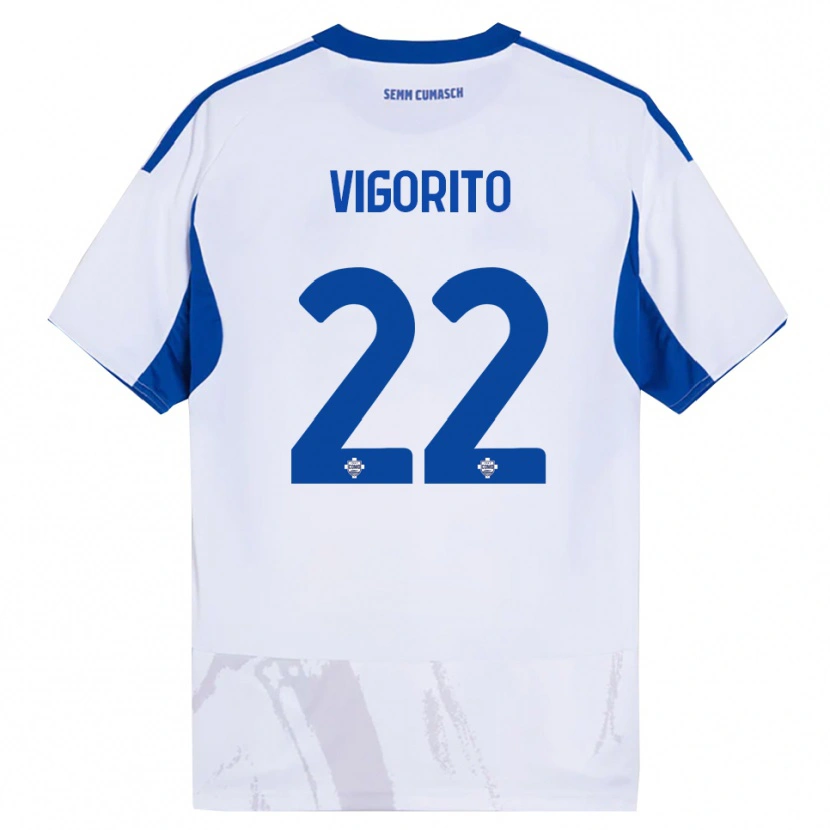 Danxen Niño Camiseta Mauro Vigorito #22 Blanco Azul 2ª Equipación 2025/26 La Camisa