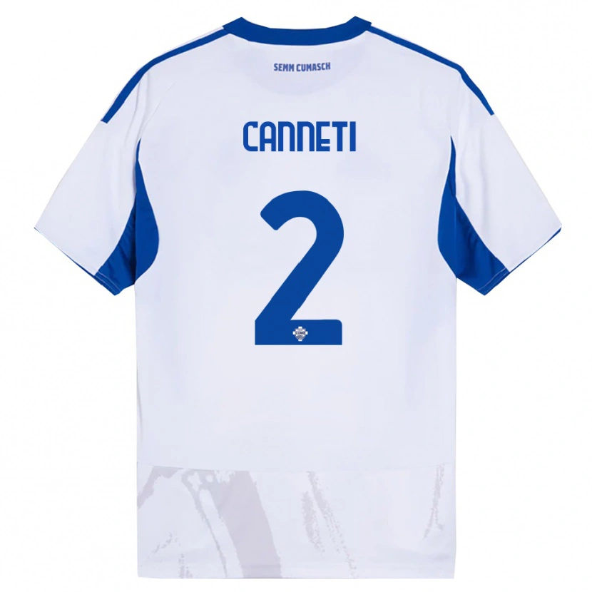 Danxen Niño Camiseta Jacopo Canneti #2 Blanco Azul 2ª Equipación 2025/26 La Camisa