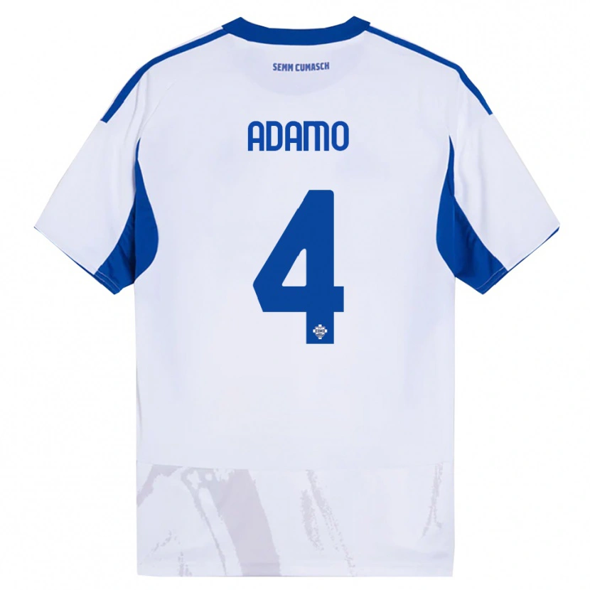 Danxen Niño Camiseta Andrea Adamo #4 Blanco Azul 2ª Equipación 2025/26 La Camisa