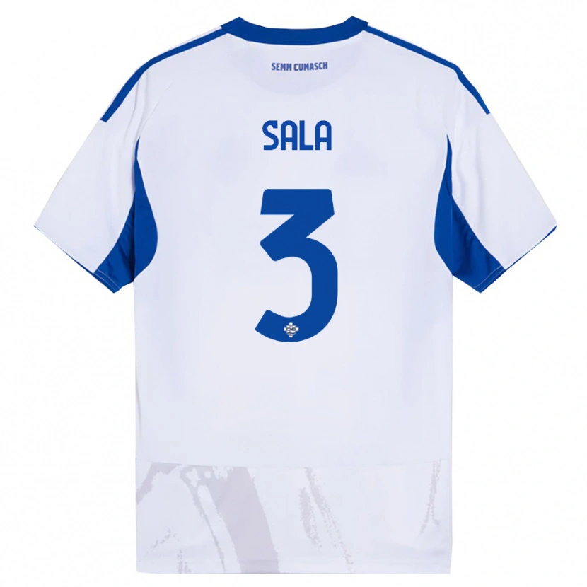 Danxen Niño Camiseta Marco Sala #3 Blanco Azul 2ª Equipación 2025/26 La Camisa