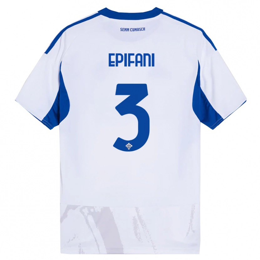 Danxen Niño Camiseta Lorenzo Epifani #3 Blanco Azul 2ª Equipación 2025/26 La Camisa