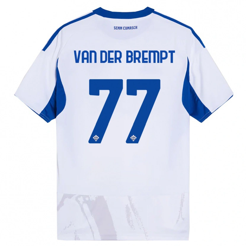 Danxen Niño Camiseta Ignace Van Der Brempt #77 Blanco Azul 2ª Equipación 2025/26 La Camisa