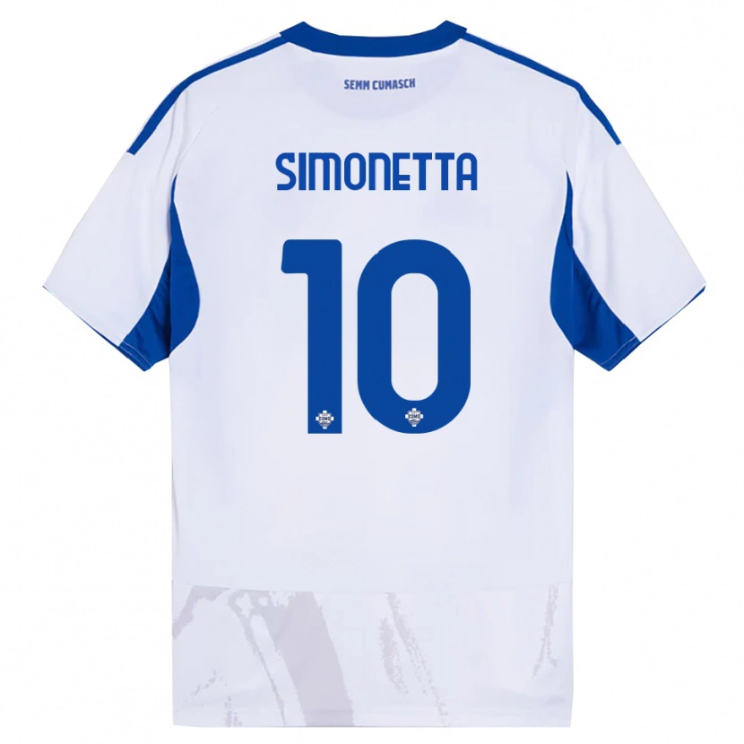 Danxen Niño Camiseta Jacopo Simonetta #10 Blanco Azul 2ª Equipación 2025/26 La Camisa