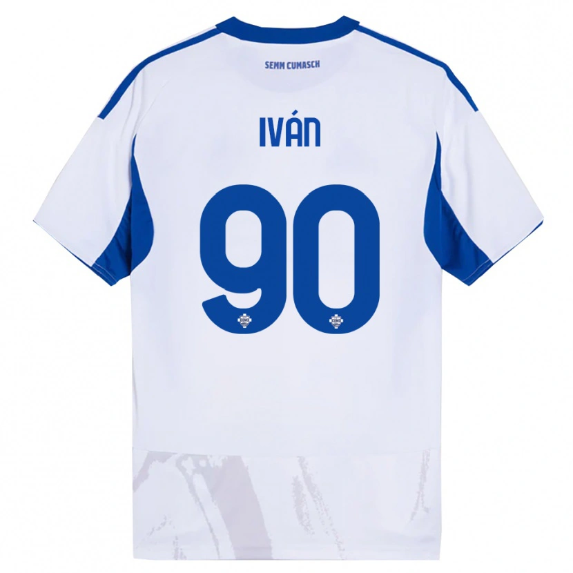Danxen Niño Camiseta Iván Azón #90 Blanco Azul 2ª Equipación 2025/26 La Camisa