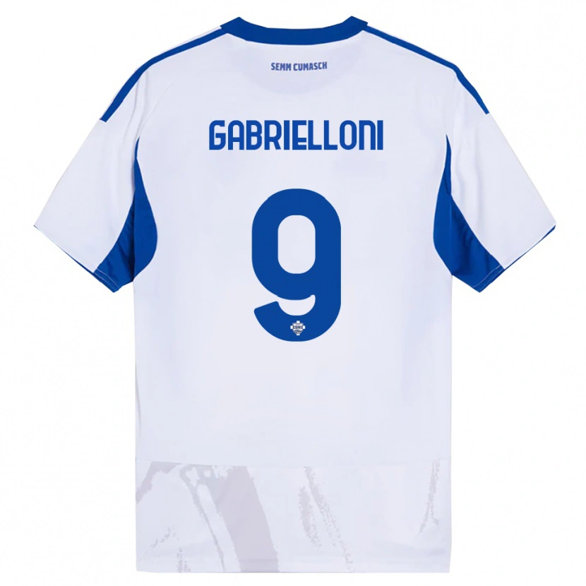 Danxen Niño Camiseta Alessandro Gabrielloni #9 Blanco Azul 2ª Equipación 2025/26 La Camisa
