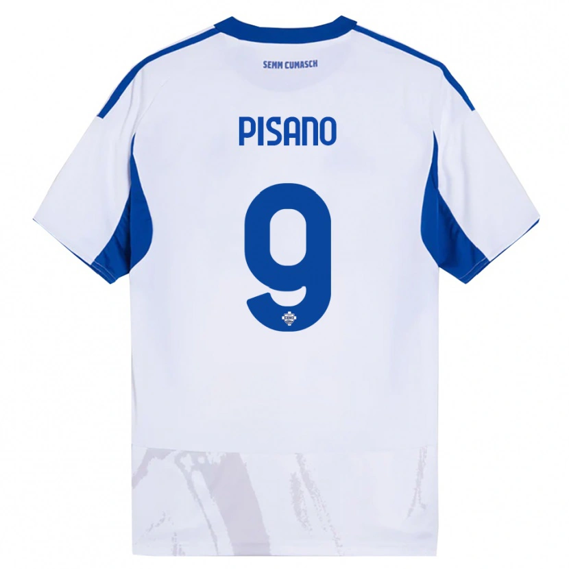 Danxen Niño Camiseta Manuel Pisano #9 Blanco Azul 2ª Equipación 2025/26 La Camisa