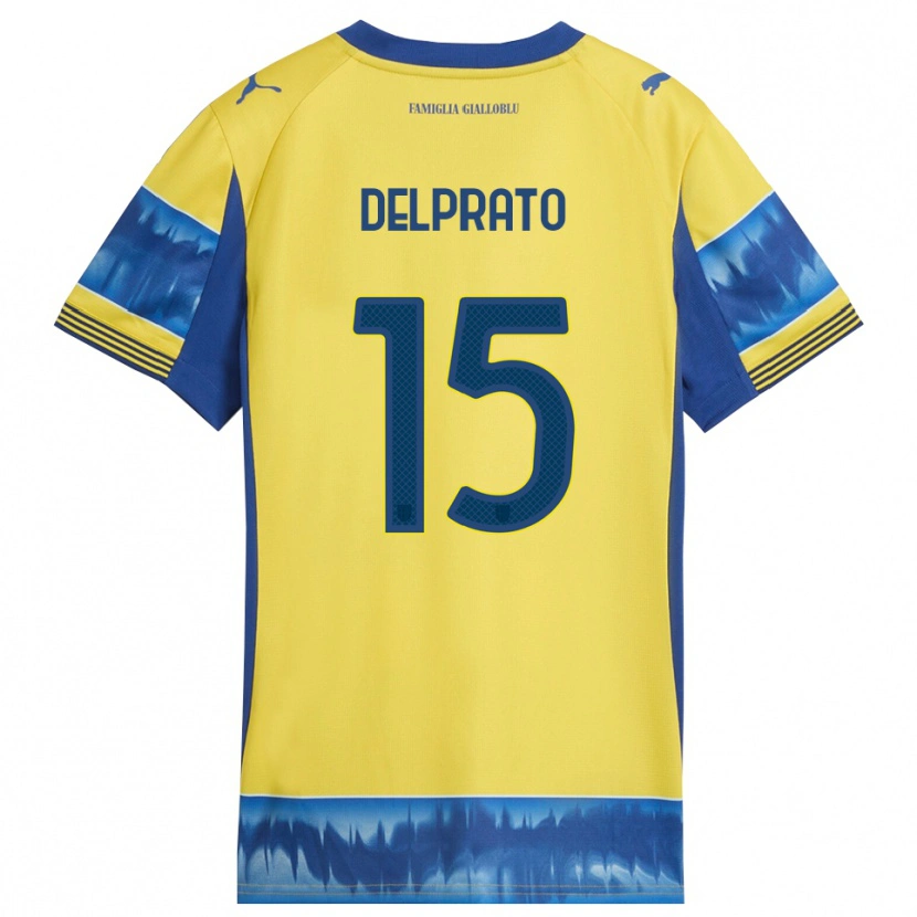 Danxen Niño Camiseta Enrico Delprato #15 Amarillo Azul 2ª Equipación 2025/26 La Camisa