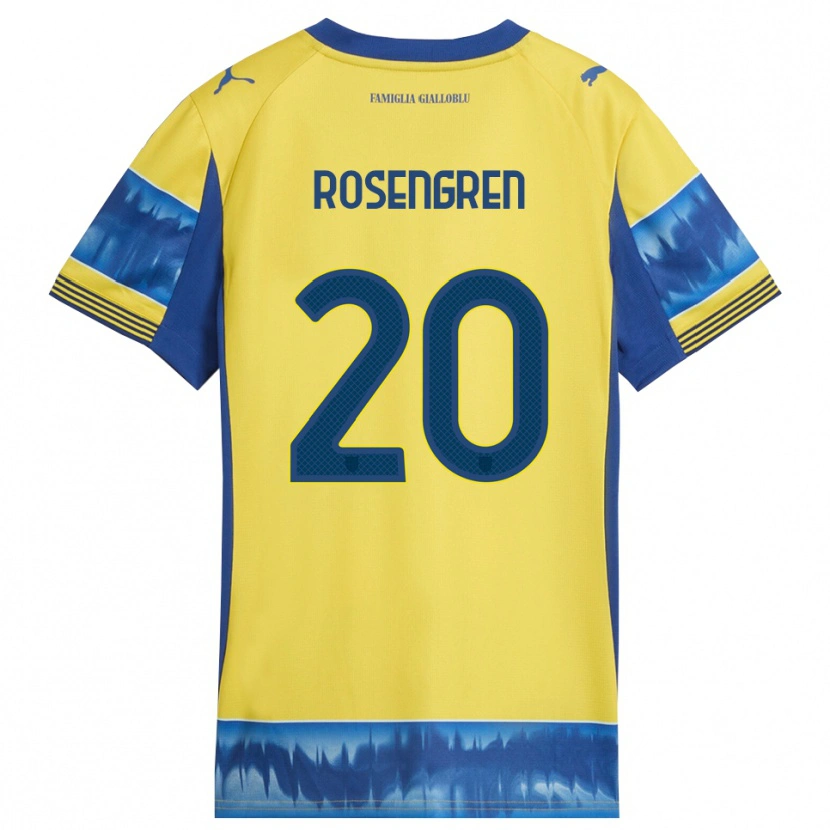 Danxen Niño Camiseta Lukas Rosengren #20 Amarillo Azul 2ª Equipación 2025/26 La Camisa
