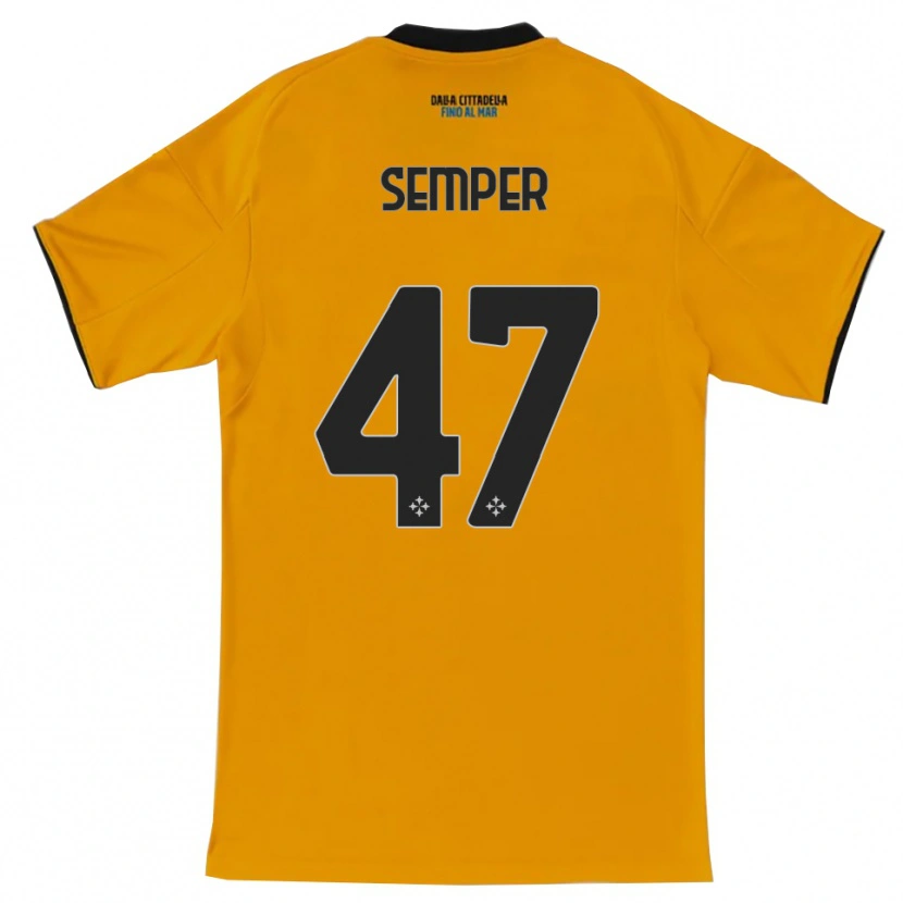 Danxen Niño Camiseta Adrian Semper #47 Naranja Azul 2ª Equipación 2025/26 La Camisa