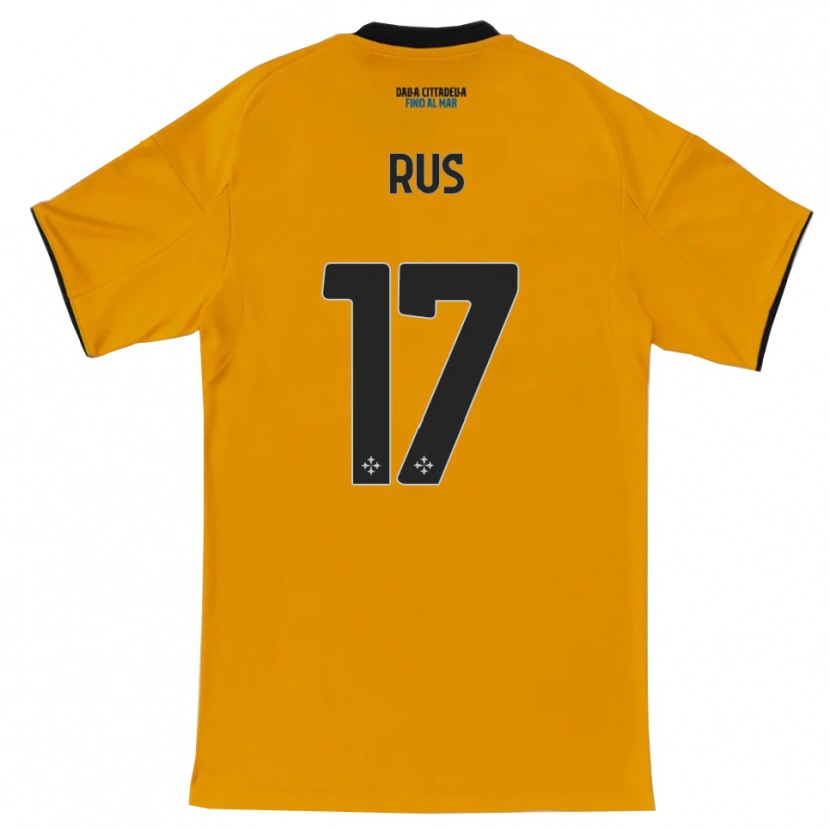 Danxen Niño Camiseta Adrian Rus #17 Naranja Azul 2ª Equipación 2025/26 La Camisa