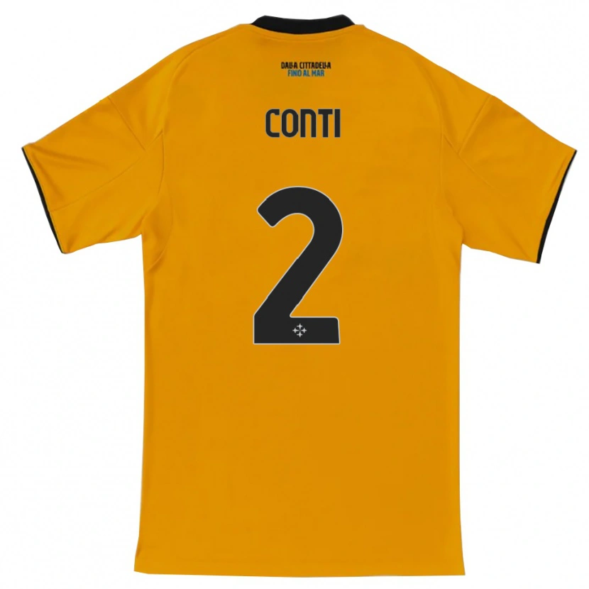 Danxen Niño Camiseta Niccolò Conti #2 Naranja Azul 2ª Equipación 2025/26 La Camisa