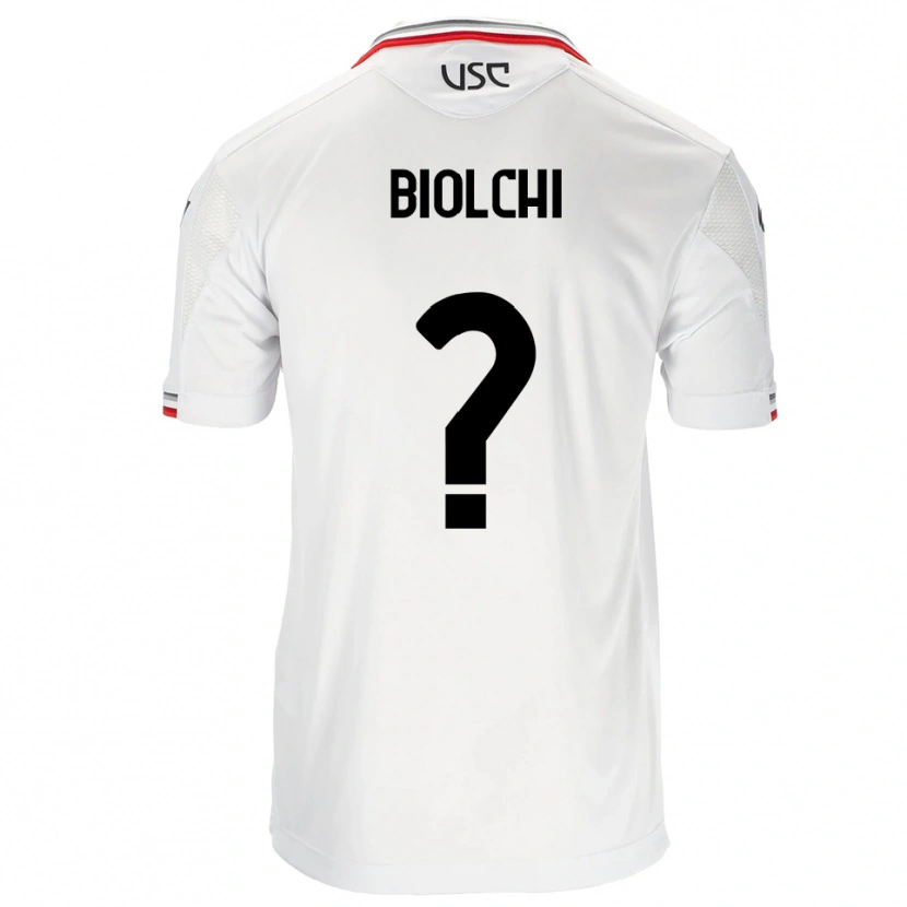 Danxen Niño Camiseta Pietro Biolchi #0 Blanco Rojo 2ª Equipación 2025/26 La Camisa