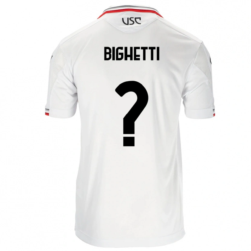 Danxen Niño Camiseta Paolo Bighetti #0 Blanco Rojo 2ª Equipación 2025/26 La Camisa