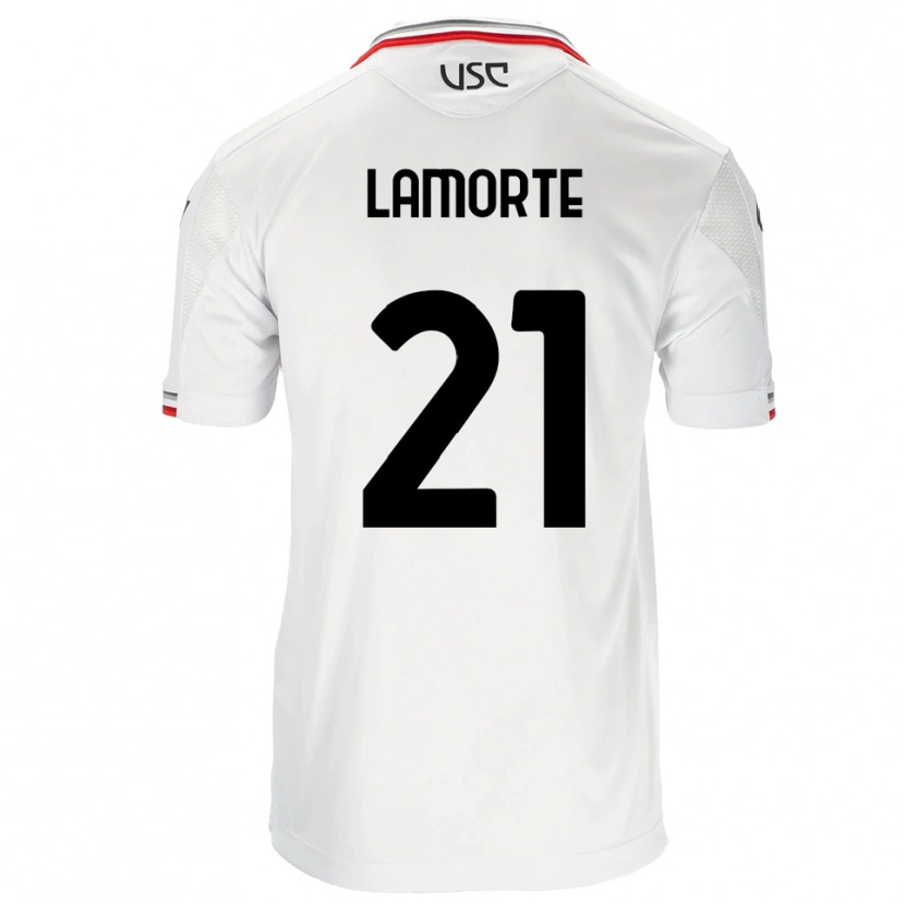 Danxen Niño Camiseta Alessandro Lamorte #21 Blanco Rojo 2ª Equipación 2025/26 La Camisa