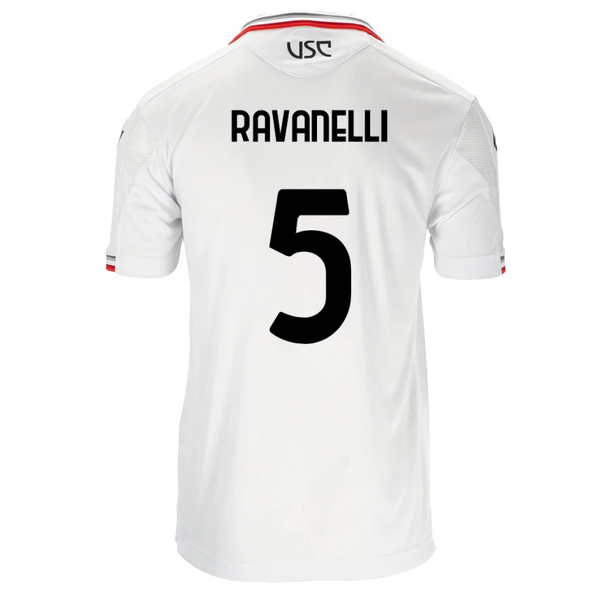 Danxen Niño Camiseta Luca Ravanelli #5 Blanco Rojo 2ª Equipación 2025/26 La Camisa