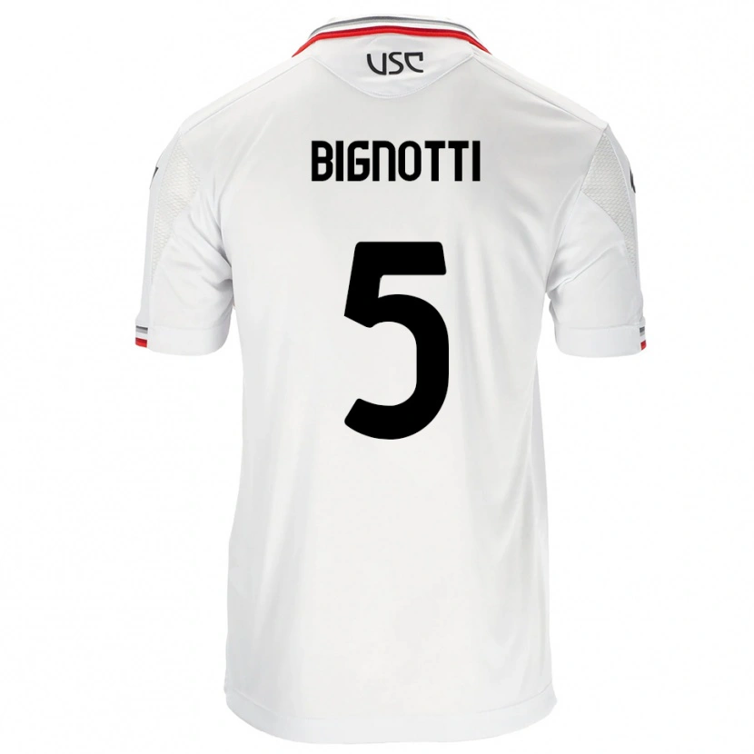 Danxen Niño Camiseta Francesco Bignotti #5 Blanco Rojo 2ª Equipación 2025/26 La Camisa