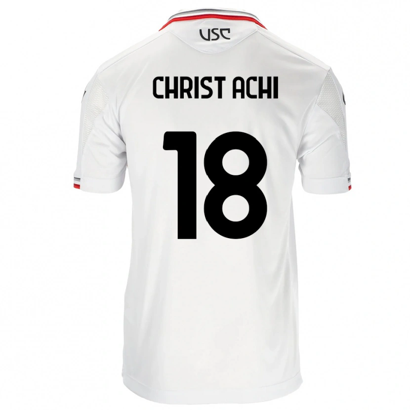 Danxen Niño Camiseta Ange Christ Achi #18 Blanco Rojo 2ª Equipación 2025/26 La Camisa