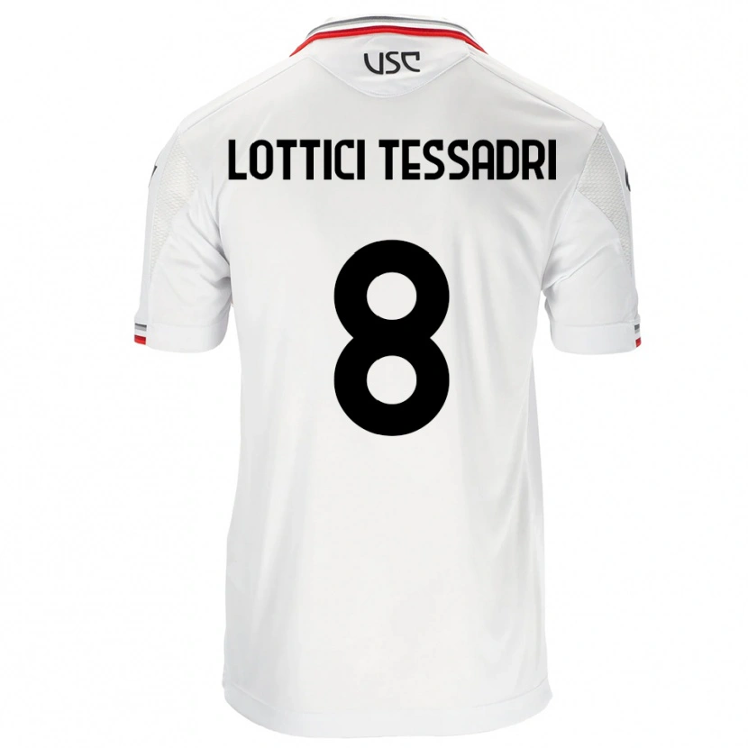 Danxen Niño Camiseta Simone Lottici Tessadri #8 Blanco Rojo 2ª Equipación 2025/26 La Camisa