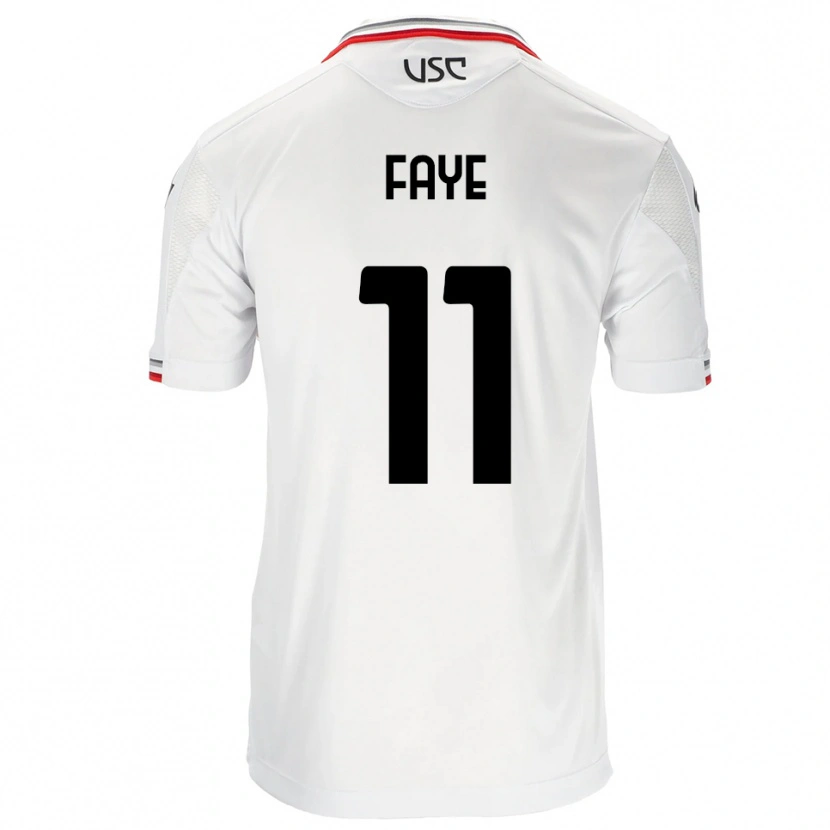 Danxen Niño Camiseta Nouroudine Faye #11 Blanco Rojo 2ª Equipación 2025/26 La Camisa