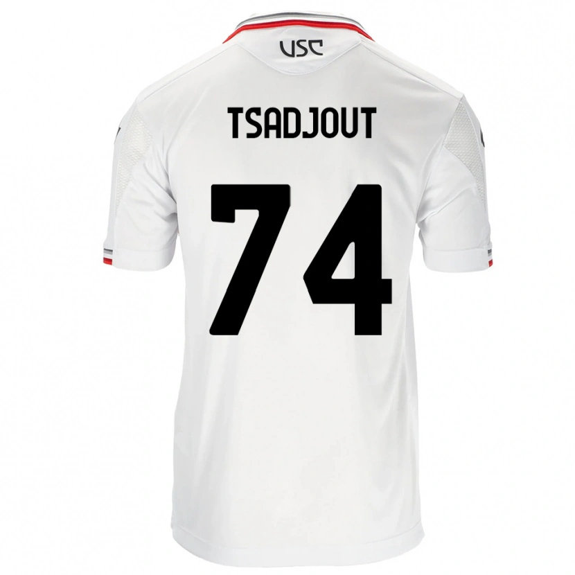 Danxen Niño Camiseta Frank Tsadjout #74 Blanco Rojo 2ª Equipación 2025/26 La Camisa