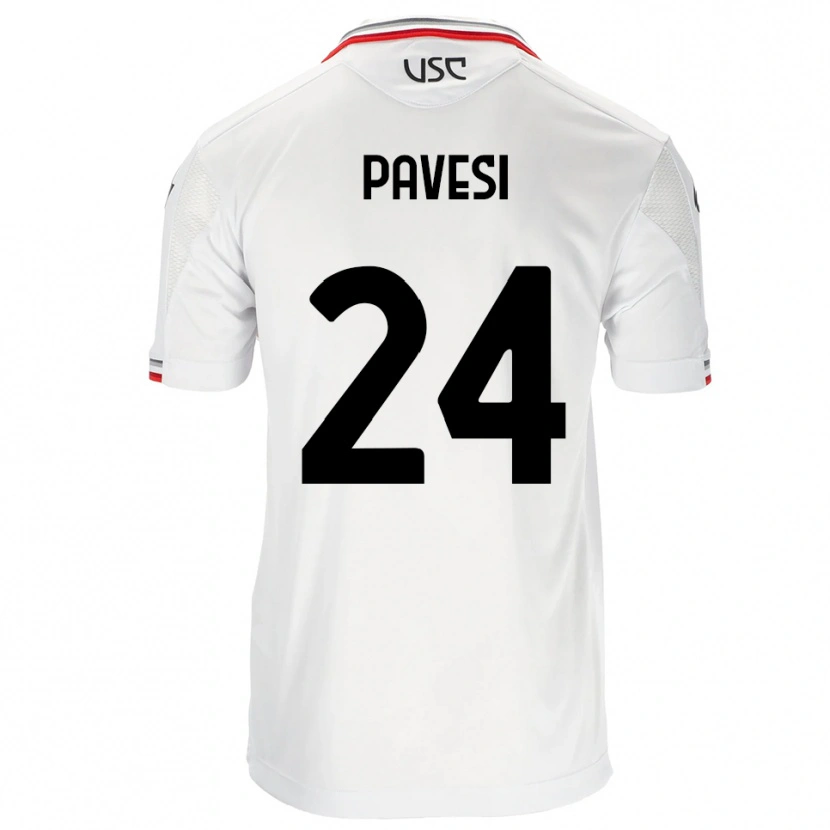 Danxen Niño Camiseta Davide Pavesi #24 Blanco Rojo 2ª Equipación 2025/26 La Camisa