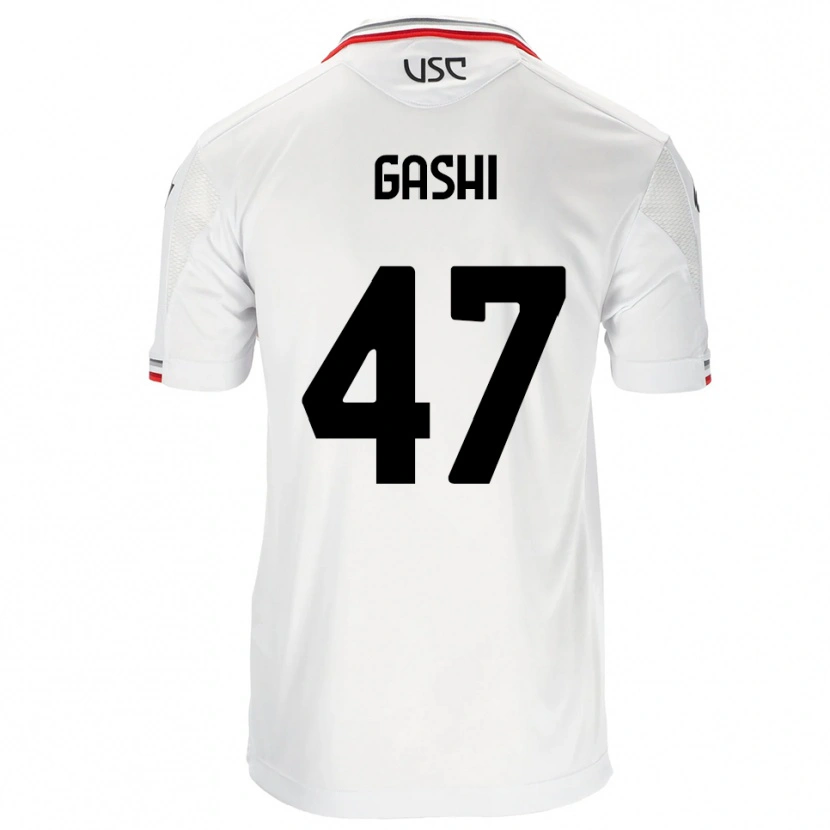 Danxen Niño Camiseta Eduart Gashi #47 Blanco Rojo 2ª Equipación 2025/26 La Camisa