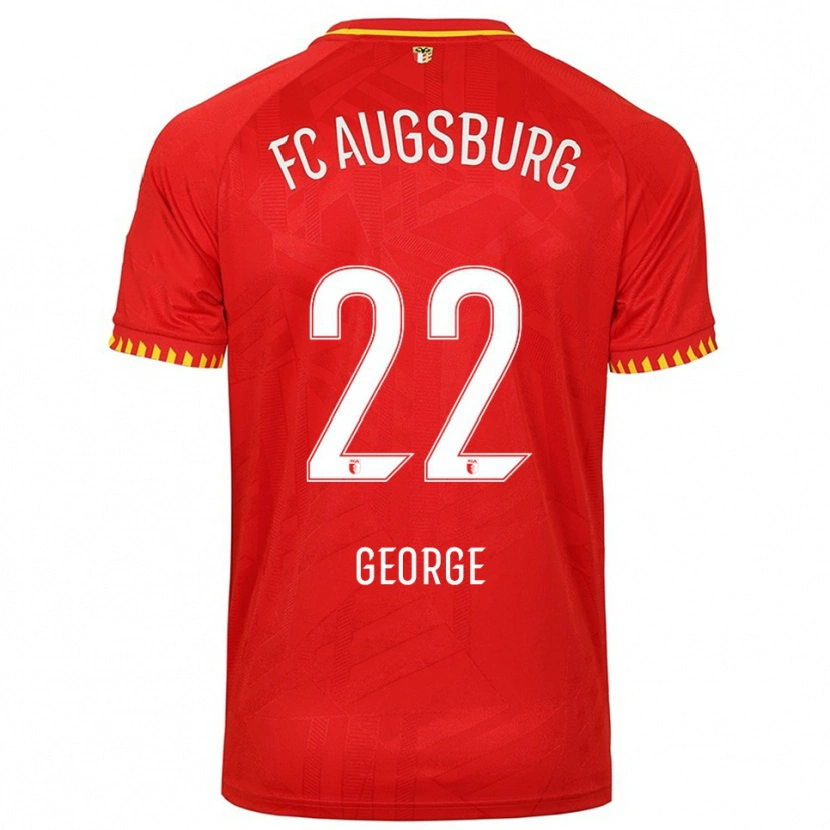 Danxen Niño Camiseta Noah George #22 Rojo Amarillo 2ª Equipación 2025/26 La Camisa